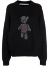 Alexander Wang Hot Fix Teddy Beiress Crewneck Wool Sweater In Black