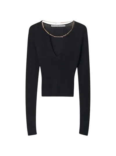 ALEXANDER WANG ALEXANDER WANG PULLOVER WITH NAMEPLATE CHAIN BLACK