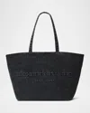 Alexander Wang Punch Small Tote Bag In Cotton Denim In Grey Aged