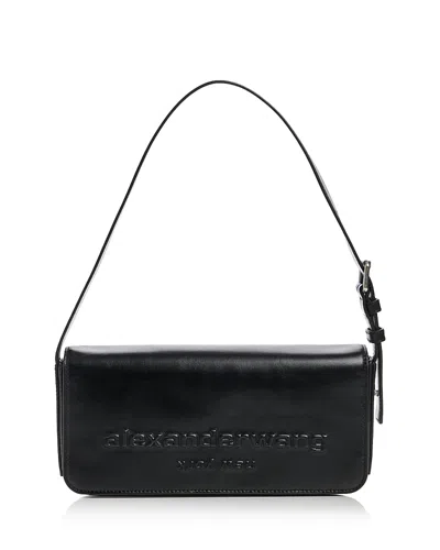 Alexander Wang Punch Flap Leather Shoulder Bag In Black
