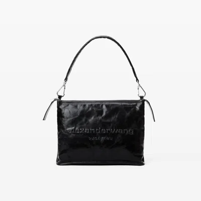 Alexander Wang Punch Leather Shoulder Bag In Black