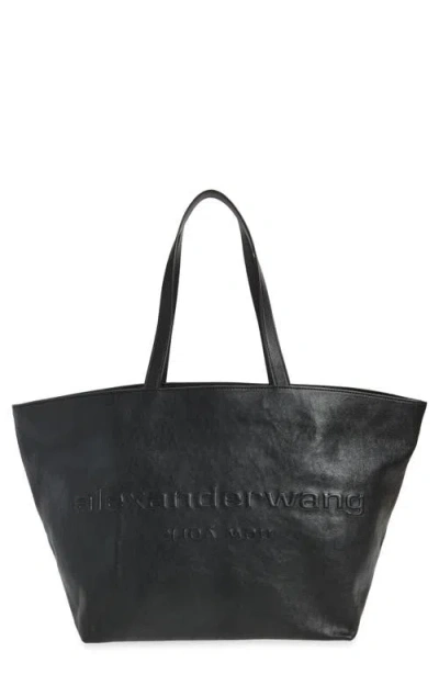 Alexander Wang Punch Logo Crinkled Leather Tote In Black