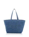 Alexander Wang Punch Logo Embossed Denim Tote In Vint Med Indigo