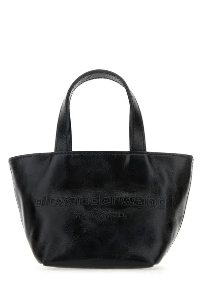Alexander Wang Mini Punch Logo-embossed Leather Tote Bag In Black