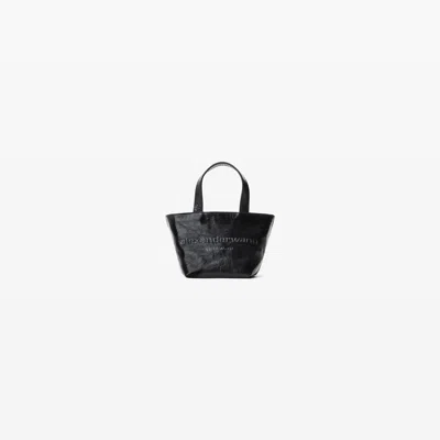 Alexander Wang Punch Mini Tote In Crackle Patent Leather In Black