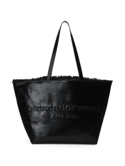 Alexander Wang Punch Shearling-trim Leather Tote Bag In Red