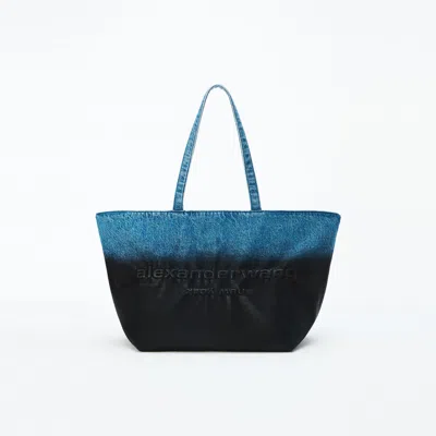 Alexander Wang Punch Tote Coated Denim Large In Blue