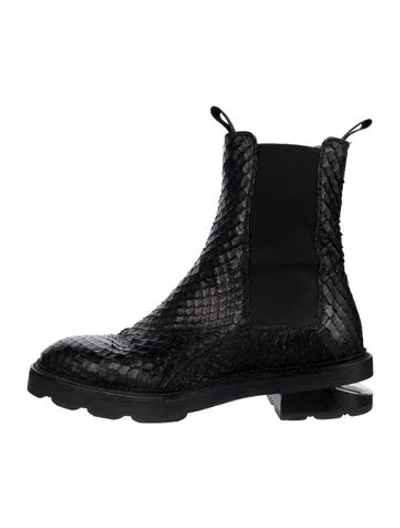 Pre-owned Alexander Wang Python Combat Boots In Black