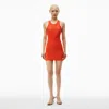Alexander Wang Racer Tank Loungewear Dress In Ribbed Cotton In Fiery Red