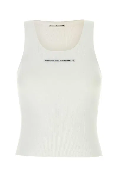 Alexander Wang Racer Tank W/ Jacquard Logo In White