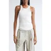 Alexander Wang Racerback Stretch Cotton Rib Tank In White