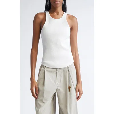 Alexander Wang Racerback Stretch Cotton Rib Tank In White