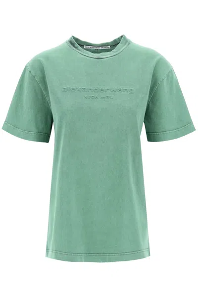 Alexander Wang "raised Logo T-shirt With Emb In Green