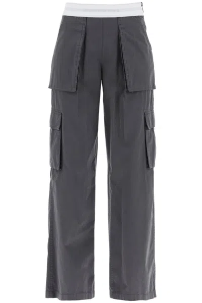 Alexander Wang Rave Cargo Pants With Elastic Waistband In Grey,black