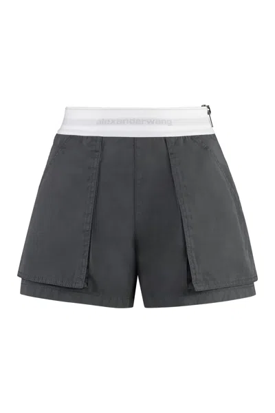 Alexander Wang Rave Cotton Cargo-shorts In Grey