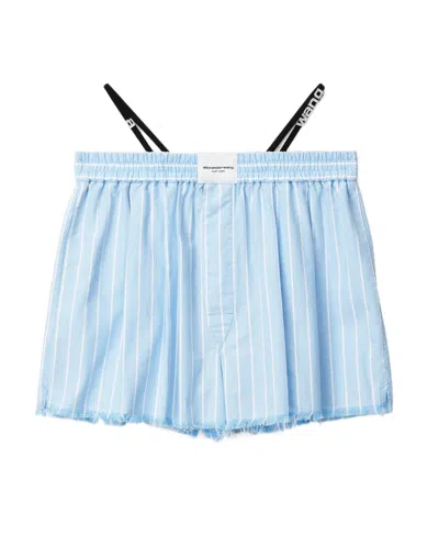 Alexander Wang Raw-hem Boxer Shorts In Blue