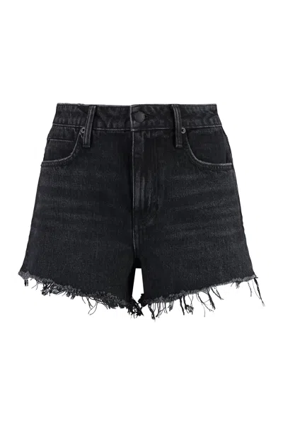 Alexander Wang Black Bite Denim Shorts In Grey Aged 015