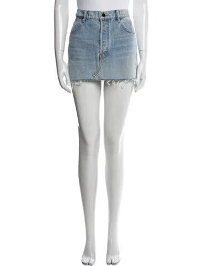 Pre-owned Alexander Wang Raw-edge Trim Mini Skirt In Blue