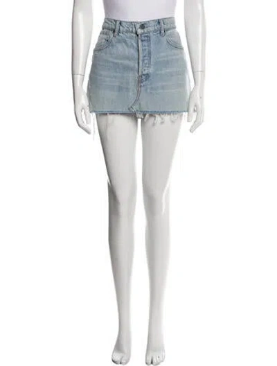 Pre-owned Alexander Wang Raw-edge Trim Mini Skirt In Blue