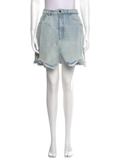 Pre-owned Alexander Wang Raw-edge Trim Mini Skirt In Blue
