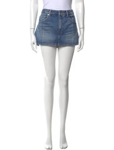 Pre-owned Alexander Wang Raw-edge Trim Mini Skirt W/ Tags In Blue