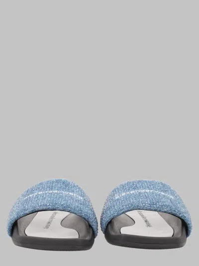 Alexander Wang Recycled Cotton Denim Slide Sandals In Blue