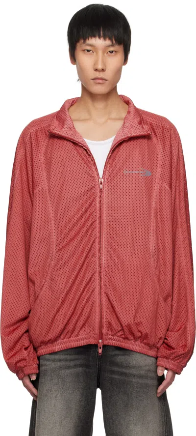 Alexander Wang Red Perforated Mesh Track Jacket In Washed Red