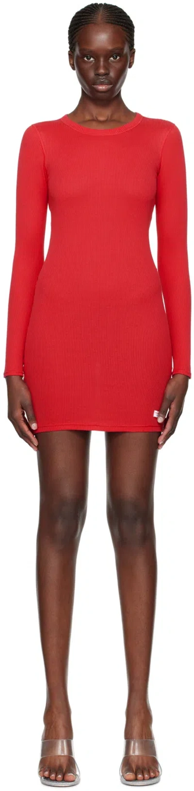Alexander Wang Red Ribbed Minidress In 696a Barberry