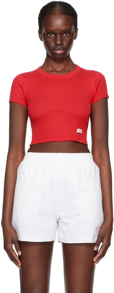 Alexander Wang Red Ribbed T-shirt In 696a Barberry