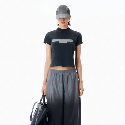 Alexander Wang Reflective Halo Print Logo Tee In Black