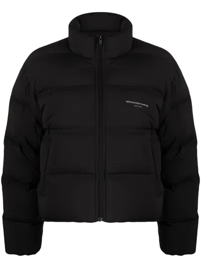 ALEXANDER WANG REFLECTIVE-LOGO CROPPED PUFFER JACKET
