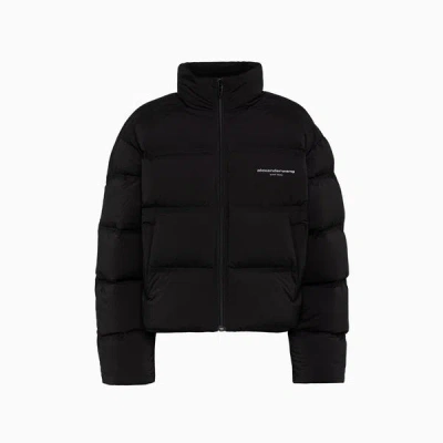 Alexander Wang Short Quilted Down Jacket With Reflective Logo Clothing In Multi