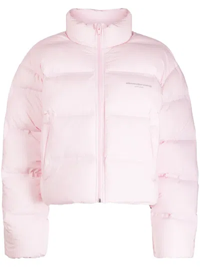 ALEXANDER WANG REFLECTIVE-LOGO CROPPED PUFFER JACKET