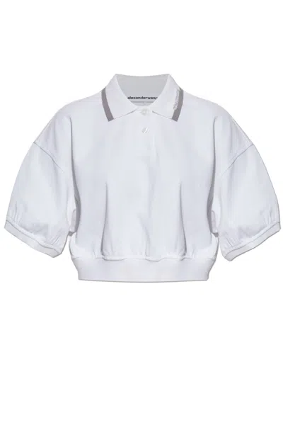 Alexander Wang Relaxed Cropped Cinched Polo In White