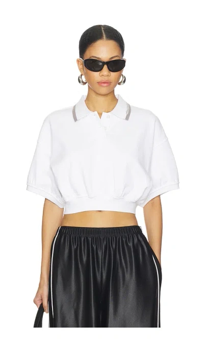 Alexander Wang Alexanderwang. T Relaxed Cropped Cinched Polo Top In White