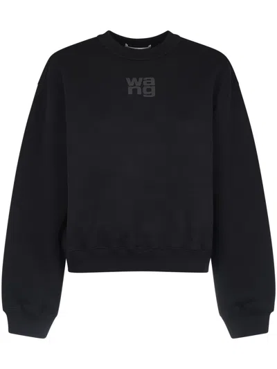Alexander Wang Relaxed Fit Crew Sweatshirt With Puff Paint Logo In Black
