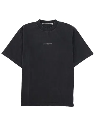 Alexander Wang Relaxed Fit Logo Short-sleeve Cotton T-shirt In Black