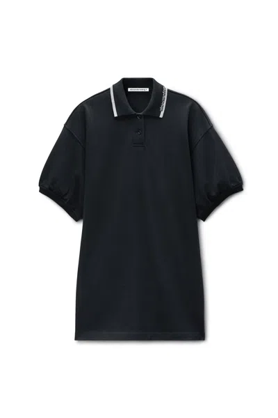 Alexander Wang Relaxed Polo Cotton Minidress In Blue