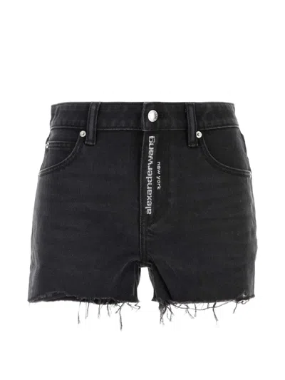Alexander Wang Fly High Waist Denim Five Pocket Shorts In Black