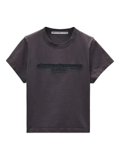 Alexander Wang Reverse Embroidery Logo Washed Jersey T-shirt In Purple