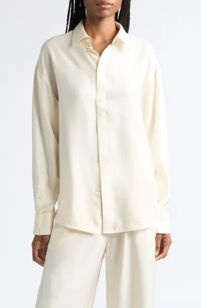 Alexander Wang Reverse Silk Button Shirt In Neutral