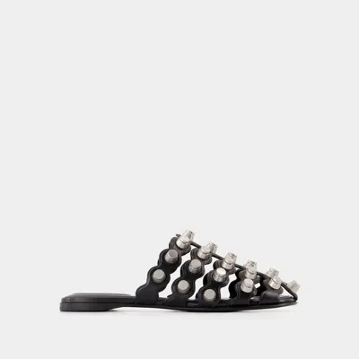 Alexander Wang Rexa Cage Slide Flat Shoes For Women In 001 Black