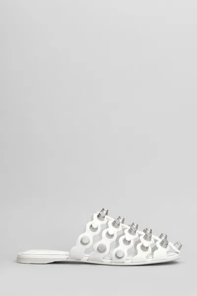 Alexander Wang Leather Sole Sandals Stud Embellishment In White