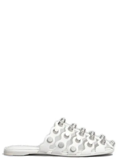 Alexander Wang Leather Sole Sandals Stud Embellishment In White