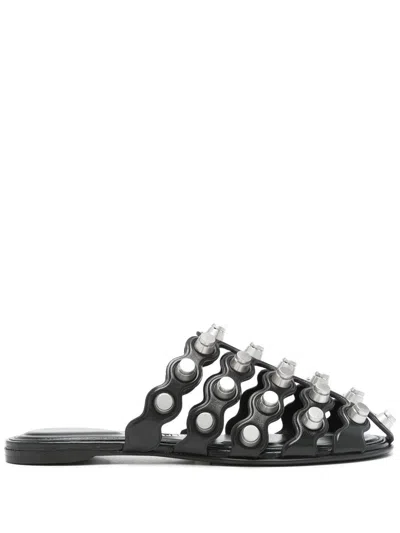 Alexander Wang Rexa Cage Slide Shoes In Black