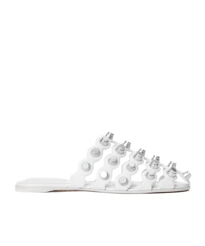 Alexander Wang Leather Sole Sandals Stud Embellishment In White