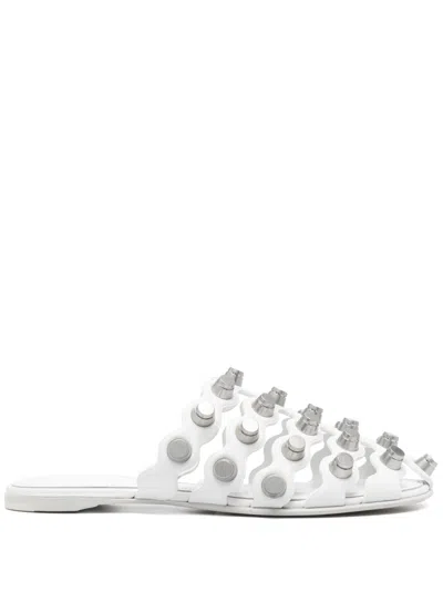 Alexander Wang Leather Sole Sandals Stud Embellishment In White