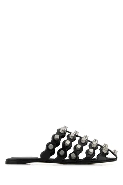 Alexander Wang Rexa Leather Slippers In Black
