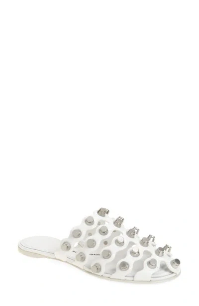 Alexander Wang Leather Sole Sandals Stud Embellishment In White
