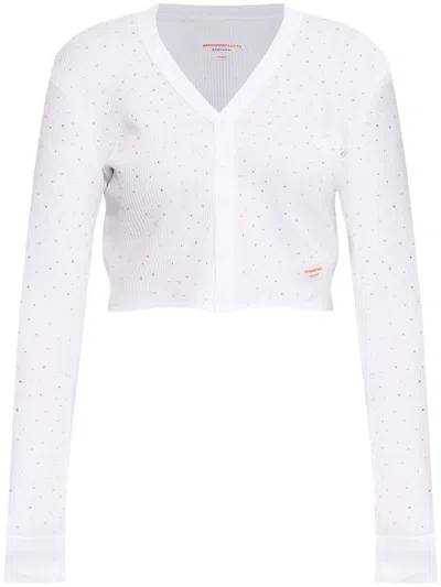 Alexander Wang Rhinestone Cardigan In White